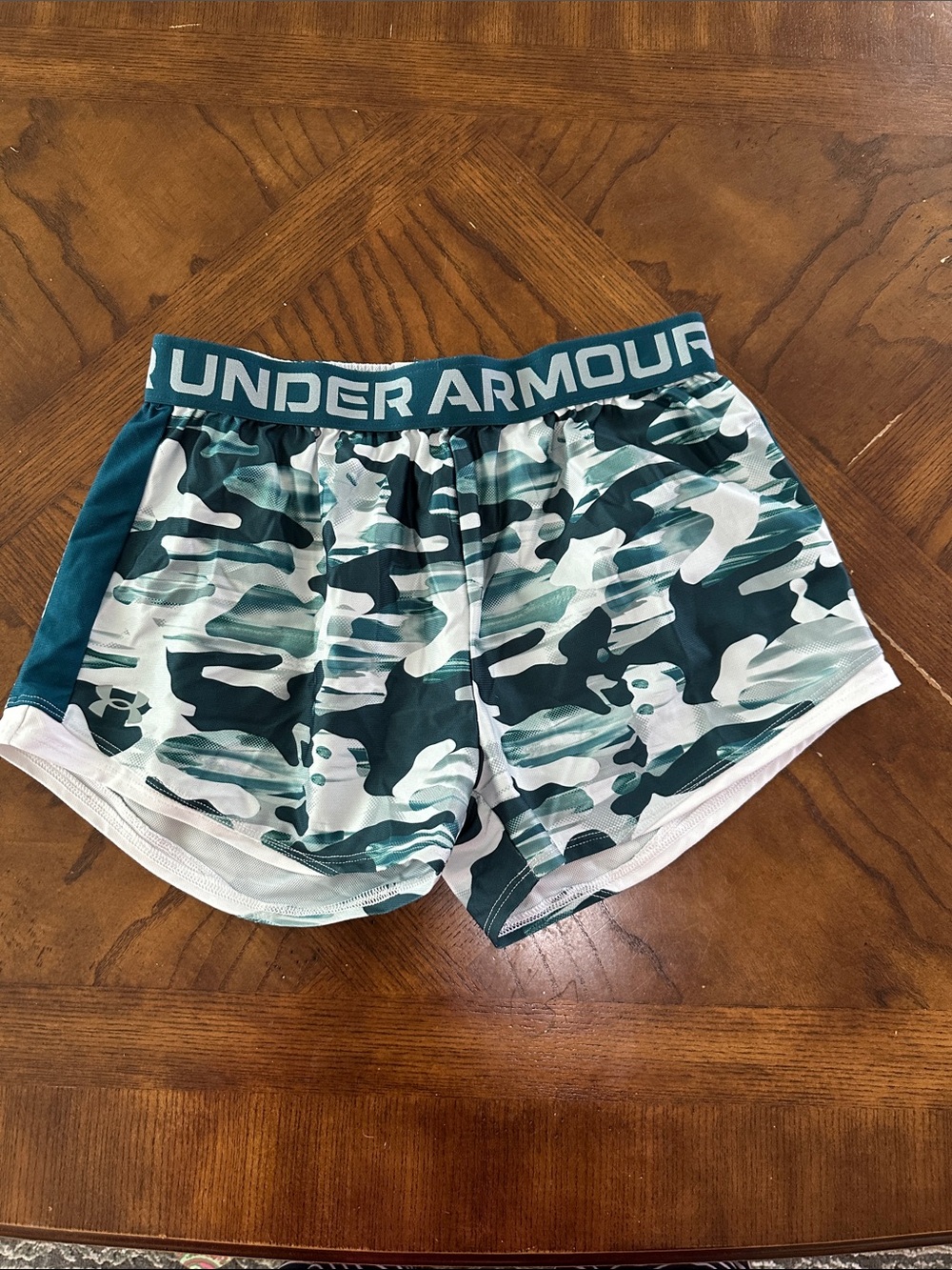 Under Armour Kids Teal & White Camo Athletic Shorts